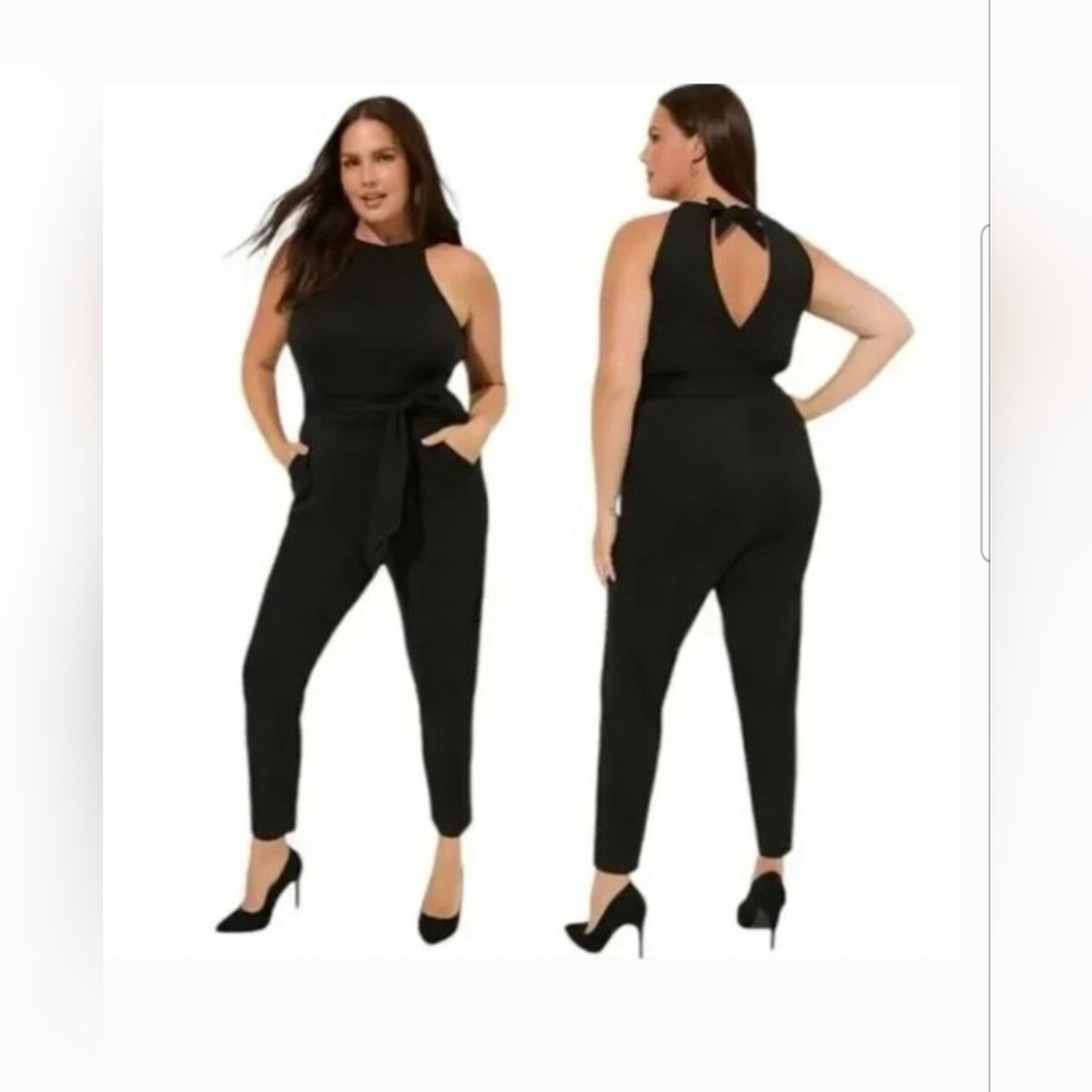 Torrid  Ponte High Neck Belt Jumpsuit 00 NWT